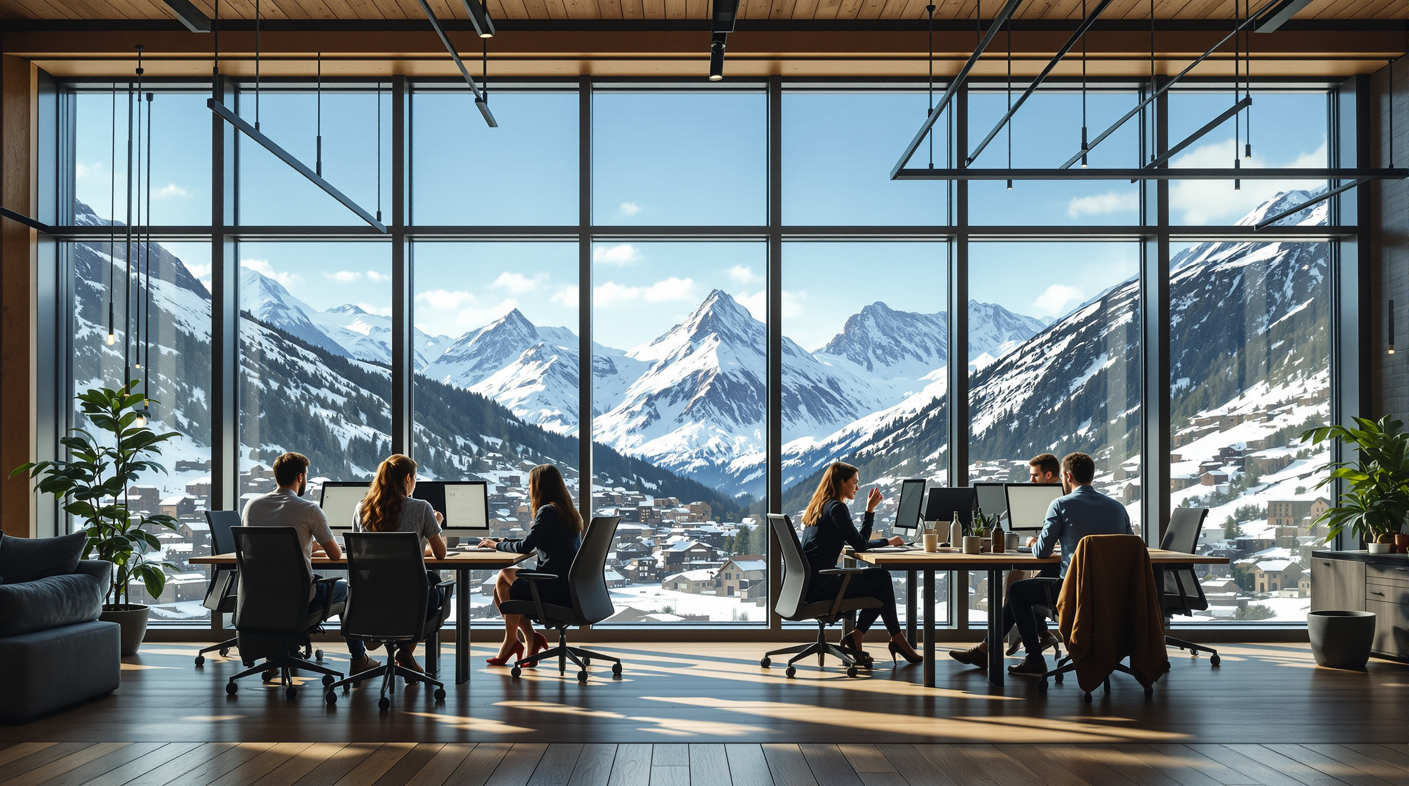 Espace de coworking à Annecy avec vue sur les Alpes